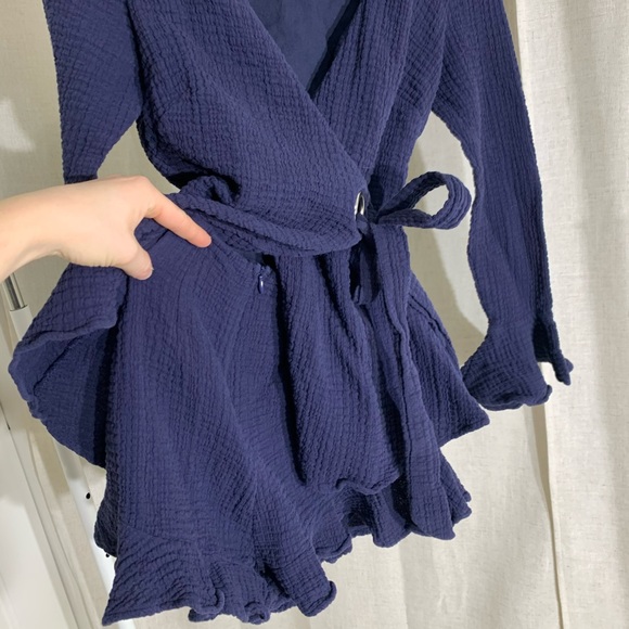 SAINTS & SINNERS Navy Long Sleeve Wrap Romper - Picture 5 of 7